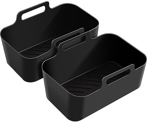 VonShef Air Fryer Liners, Set of 2 Resuable Silicone Airfryer Liners for Dual Fryer, Suitable for Ninja Air Fryer, Easy-Clean Air Fryer Basket, Microwave & Oven Safe Airfryer Accessories