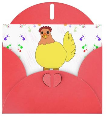 BROLEO Weihnachtskarten mit roter singender Henne, Perlglanzpapier, geeignet als Einladungskarten für Weihnachtsfeiern