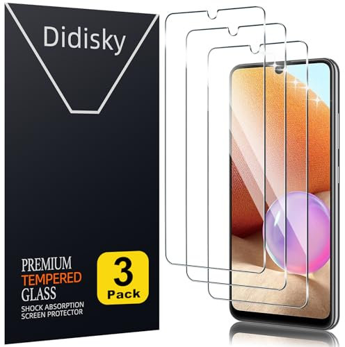 Didisky Lot de 3 Protecteur Verre Trempé pour Samsung Galaxy A32 4G 6.4'' (Pas pour A32 5G), Film Protection écran, dureté 9H, Pas de Bulles, Haute définition
