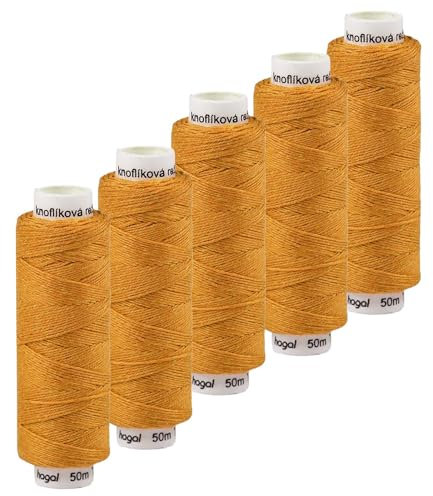 5x50m Leinen Garn Leinenzwirn Flachs Nähfaden robust strapazierfähig Farbwahl, Farbe:sonnengelb
