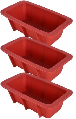 Silicone Loaf Tin, 3-Piece Non-Stick Baking Moulds Pan - Rectangular Bread Tin for Loaves, Breads, Cakes & Lasagna - 16.3*8.5*5cm