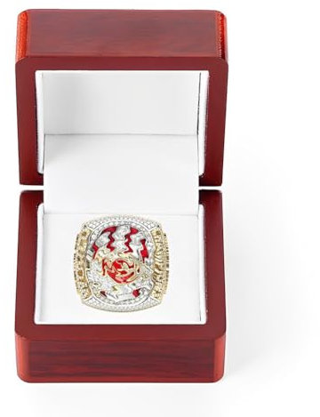 LLUCH 57. Rugby Championship Ring Super Bowl KC Champions Ring mit Geschenkbox aus Holz. Sammlerstücke für begeisterte Fans, NFL-Football-Fanatiker und Sportsammler,10#