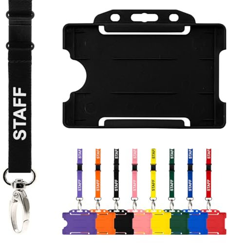 CKB Ltd Schlüsselband mit Kartenhalter, Doppelpack, Ausweis, Sicherheitsband, Umhängeband, Drehgelenk, Metallclip, Schnellverschluss-Design, Schwarz