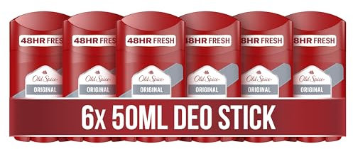 Old Spice Original Deostick für Männer, 6x50 ml, 24/7 Frischhh bei täglicher Anwendung, Duft in Parfumqualität, Schutz vor Gerüchen, 0 Prozent Aluminiumsalze