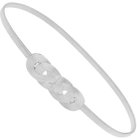 Molain Taillenkette Damen, Schmaler Taillengürtel für Damen, Elastischer Taillengürtel für Frauen Verstellbarer Dünner Gürtel Metall Taillengürtel für Damen Mode Slim Taillen Gürtel für Kleid(Silber)