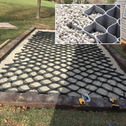 SDFVSDF Kiesgitter Durchlässiges Wabenpflastersystem, Faltbares und Dehnbares Auffahrtsgitter, Verformungssicheres Bodengitter für Fahrlasten für Gras/Kies/Sand/Erde (Size : 4x7m/13.12x22.96ft)