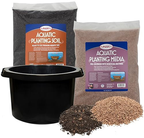 The Pond Guy Pflanzkübel-Set für Wasserpflanzen mit Erde und Medien, Outdoor-Wasser-Garten-Übertopf für Lilie, Lotus und Moorpflanzen, kleines Kübel-Set