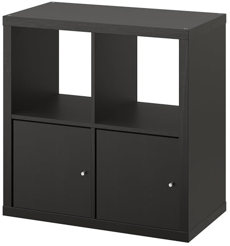 KALLAX - Estantería de 77 x 77 cm, con 2 puertas/negro-marrón