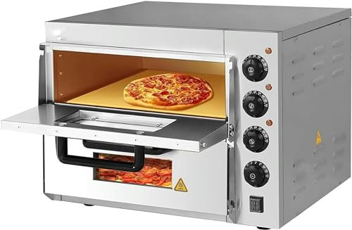 BTURYT Horno De Pizza Eléctrico, Encimera De Horno Tostador con Cajón De Pizza Comercial De Cubierta Simple/Doble, Horno Pizza para Barbacoa Al Aire Libre De Acero INOX para Restaurante En Casa