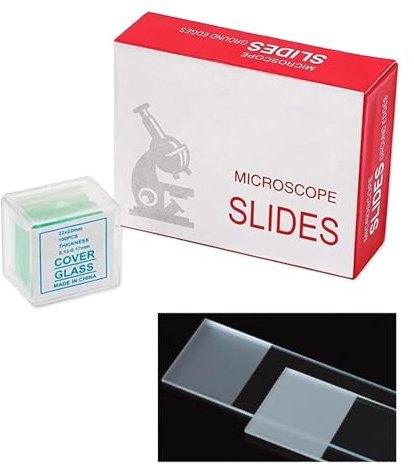 Stubotar 50 PCS Frosted Microscope Slides Round Edge with 100 PCS Square Coverslips Cover Glass (22x22mm) for Microscopes, Color:Frosted