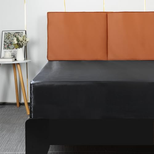 Lirex Satin Spannbettlaken 90x200cm, Seide Spannbetttuch Luxuriös und Seidig Glatt Weiche Microfaser Bettlaken für bis 35cm Matraze, Schwarz