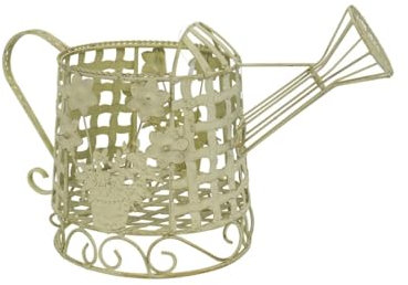 Blumenkorb Giesskanne Blumentopf Pflanzkorb Set Metall Shabby Chic altweiß Vintage -11417-