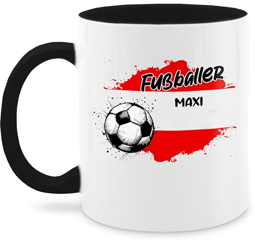 Tasse Tassen 325ml - 2026 Fussball WM Fanartikel - Personalisierbares Österreich Motiv | Individuelles Austria Design | Mit eigenem Namen | Österreich - 325 ml - Schwarz - em österreich