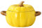 Stock Pot with Lid, 1.9L Ceramic Pumpkin Casserole Dish with Lid, Large Soup Bowl with Dual Handles, Dishwasher & Microwave Safe, Pumpkin Soup Pot for Halloween Christmas Thanksgiving (Yellow)
