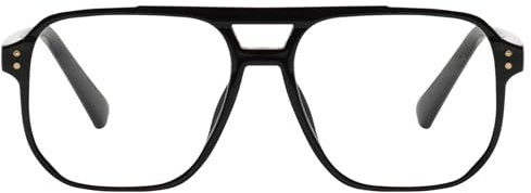 PEYEOISD Übergroße Piloten Retro-Lesebrille für Damen und Herren, Extra Große Quadratischer Anti-Blaulicht-Computerleser mit Federscharnier