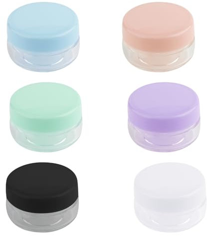 Luckious 6Pcs 10g Small Travel Cream Bottle,Portable Cream Case, Cosmetic Packaging Dispenser Box,Small Capacity Jewellery Organizer,Suitable for Eyeshadow Cream,Makeup,Lotion,Jewellery