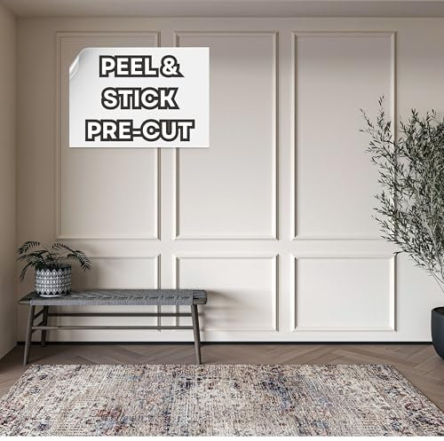 Wall Molding Peel and Stick Panel - 3 Top & 3 Bottom Panels | Enhance Your Home with Elegance Using This Wall Panels for Interior Wall Decor | Luxury Picture Frame Molding | Decorative Wall Panels