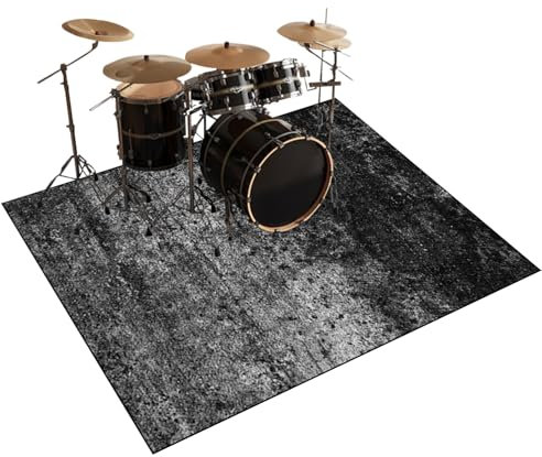 Qesjodfu Schlagzeugteppich 140 x 120 cm Schallschutz Teppich Drum-Teppich Schallschutzmatte Professionelle Drum Teppich Musikinstrumente Bodenmatte rutschfest Schlagzeugteppiche Trommelteppich