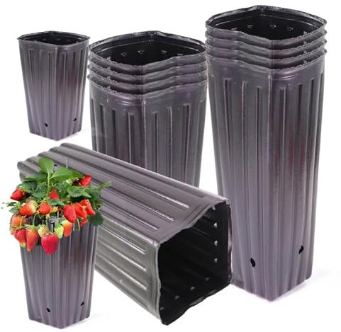 Maceta cuadrada grande de plástico para plantación de plántulas, maceta transpirable y duradera para agricultura y árboles de huerto, paquete de 40 (9 x 31 cm)