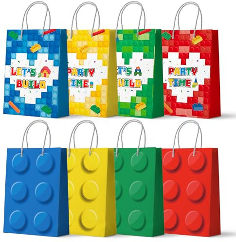 Blocs de Construction Party Favors Cadeau Sac, Blocs de Construction de Sac de Cadeau D'anniversaire - Sacs Cadeaux Décoratifs pour Fêtes et Anniversaires sur le Thème des Blocs de Construction