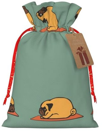 Yoga Mops Weihnachten Candy Bag Wiederverwendbare Weihnachtstasche für Weihnachten Geburtstag Party