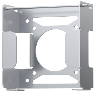 Fasgear Aluminum VESA Mount for Mac-mini M4/Pro 2024,Under Desk/Wall/Monitor Mount with Anti-Theft Function,Pure Aluminum Monitors Mounting Bracket for Office Home(Silver)