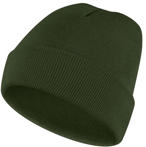 Mugust Beanie Mütze für Herren Damen,Thermo Strickmütze Laufmützen Wintermütze für Damen Herren, Beanie Hat Strickmütze Unisex (Dunkelgrün)