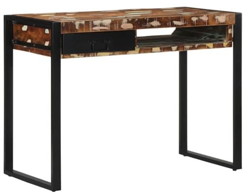 vidaXL Schreibtisch Mehrfarbig 100x50x75 cm Massivholz Altholz, Tisch, Arbeitstisch, Büroschreibtisch, Bürotisch, Computertisch, Büromöbel