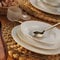 Porland Izem Service de table en porcelaine 24 pièces pour 6 personnes Blanc/doré