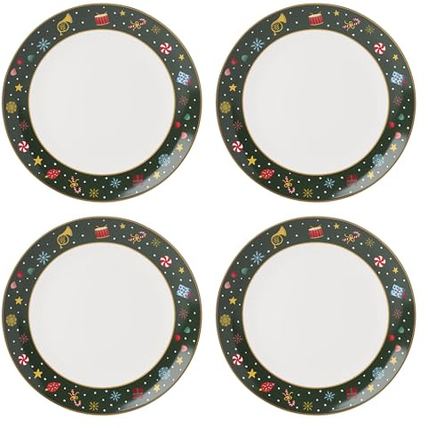 Lenox Tafelservice, Nussknacker, Ballettteller, 4 Personen Service Porzellan Teller für Mikrowelle und Spülmaschine geeignet, Pasta und Salat, Dekoration