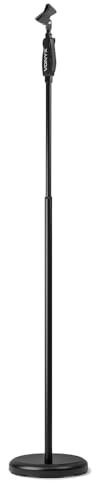 VONYX MS110 Round Base Microphone Stand – Adjustable Mic Stand with One-Hand Height Adjustment, Weighted Base for Stability, Includes Mic Clip & 3/8–5/8 Adapter for Versatile Use