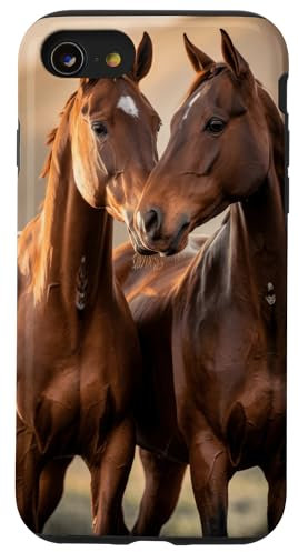 Pferde Tier Braun Reiter Bauernhof Hülle für iPhone SE (2020) / 7 / 8