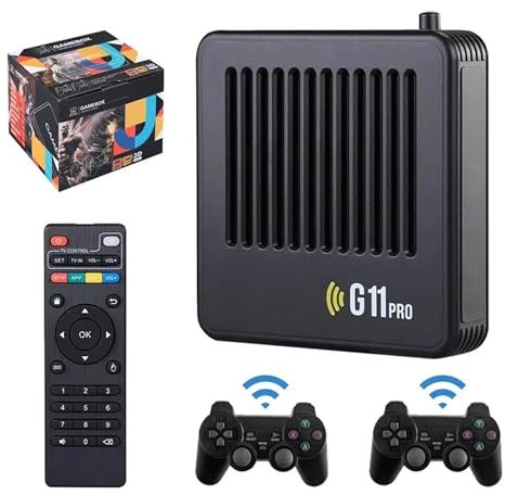 XIXIMENG G11 Pro Retro Video Game Console Game Stick 40000+ Games,Gamepad 4K HD TV 2.4G Wireless Double Controller (128G)