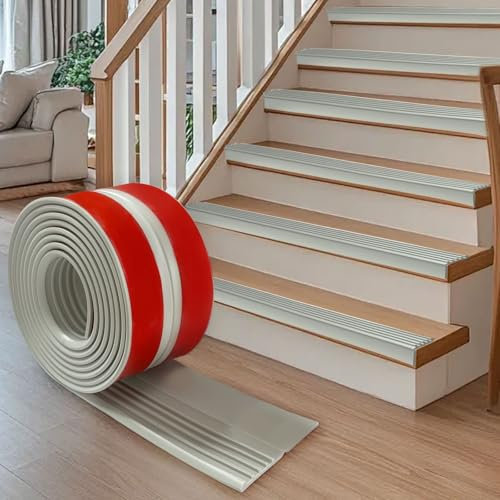 Treppenkantenprofil Selbstklebend, 3M PVC Treppenkanten-Schutzprofil, Treppenprofil Rutschschutz Wasserdicht L-Form Treppenkantenschutz, für Außen- und Innenbereich
