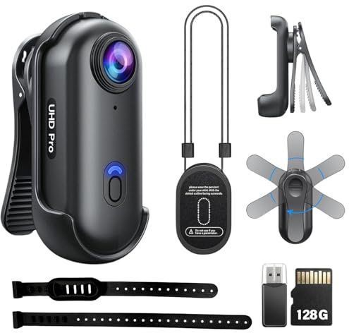 SHPTDJTIC H88 4K Body Cameras with Audio & Video Recording - Waterproof Body Camera 4K, Magnetic & 360° Clip, 120-Min Battery for Cycling, Pet Walking (4K-Basic-128G)