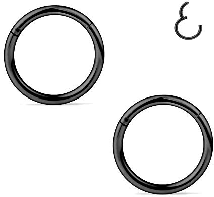VCMART 2pcs Surgical Steel Nose Clicker Ring Hoop 16G 8mm Septum Lip Tragus Earring Cartilage Helix Piercing Jewellery