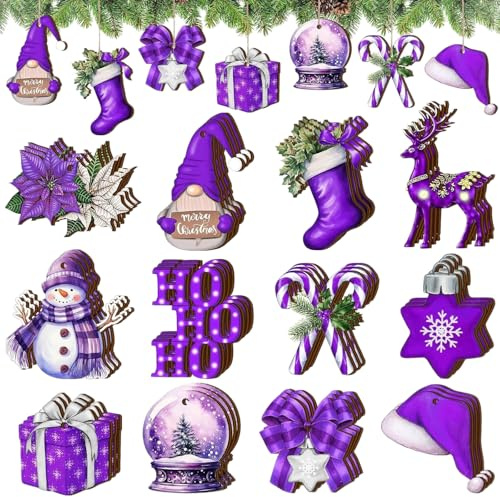 Weihnachtsbaumschmuck Lila Weihnachtshängedekorationen 12 Stück Doppelseitige Weihnachtsdekoration Ornamente für den Weihnachtsbaum