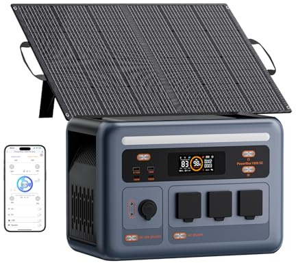 PowerMax 1800SE Generador Solar con 100W Panel, 1024Wh LiFePO4 Batería