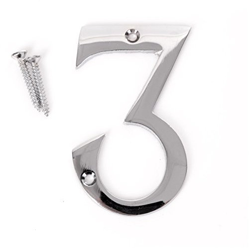 3 Polished Chrome House Number 3 Front Door Building Porch Gate Address Three