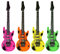 Henbrandt the Harlequin Brand Aufblasbare Gitarre Luftgitarre 6er Set Neon Bunt ca.106 cm Rock Party Deko