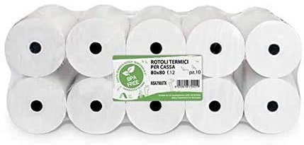 Lot de 10 rouleaux de papier thermique CF pour caisses enregistreuses 80 x 80 cm, trou 12 mm, papier homologué pour tickets de caisse et reçus télématiques
