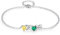 lorajewel Personalisierte Herz Armband mit 2 bis 7 Namen und Geburtsstein Gravur Silber Armband für Frauen Mutter Tochter Tochter Weihnachts Geschenk (2 Namen)