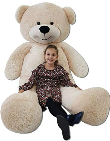 Odolplusz Riesen Teddybär XXL, 220 cm, Plüsch Kuscheltier mit Silikonisierten Faserbällchen (Beige)