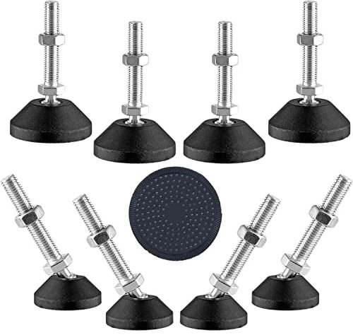 Uni-Fine Shop 8 Stück M10×50mm Regulierschraube Stellschraube Kann 500 kg standhalten, 15 ° Geneigt, Höhenverstellbar Stellfüße Verstellfüße mit Kugelgelenk für Tischbeine, Stuhlbeine, Möbelbeine