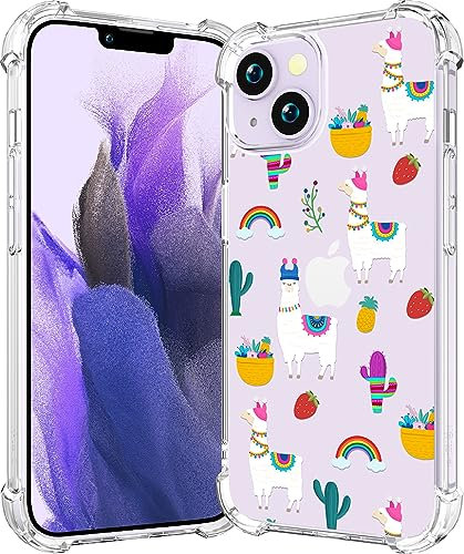 CCFUNCASE Compatible with iPhone 14 Plus Case Cute Alpaca Llama Clear Transparent - Cute Clear Phone Case for Women Girly for Girls Cool Kawaii Compatible with iPhone 14 Plus Alpaca Llama