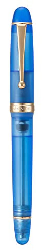 Asvine V126 Vacuum Filling Fountain Pen Extra Fine Nib, Matte Transparent Blue Acrylic, Large-Capacity with Gift Case