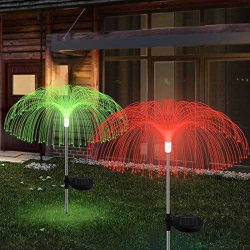 Forlivese Solarlampen für Außen Garten,2 Stück Quallen Solarleuchten für Außen mit 7 Farben,Solar Feuerwerk Gartendeko für Außen Wasserdicht IP65,Solar Gartenleuchten für Außen,Terrasse,Hof