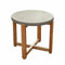 Loberon Beistelltisch Robinson, In- & Outdoortauglich, Puristisches Design, Reizvoller Materialmix, Beistellmöbel, Gartentisch, Zement, Teakholz, grau/braun