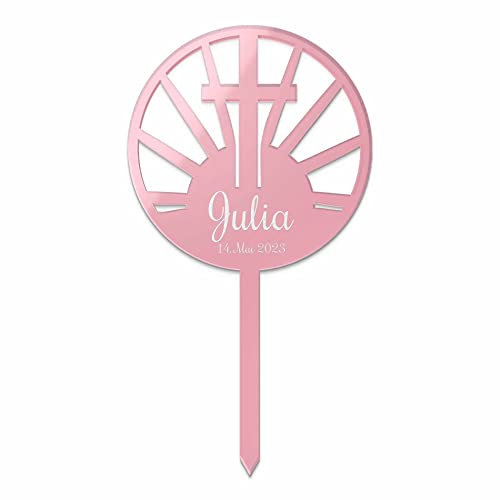 Cake Topper mit individueller Gravur - ideal für die Torte für eine Taufe, Kommunion oder Konfirmation | aus hochglänzendem Acrylglas