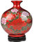 Vasen Vase aus Keramik, handgefertigt, mit Pfingstrosenmuster auf der Basis, kann im Arbeitszimmer, Hotel, Dekoration for Blumen platziert Werden (rot, 27 x 24 cm)